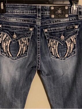 Gorgeous Y2K Miss Me Signature Boot Jeans Wing Embellished Pockets 34” Inseam